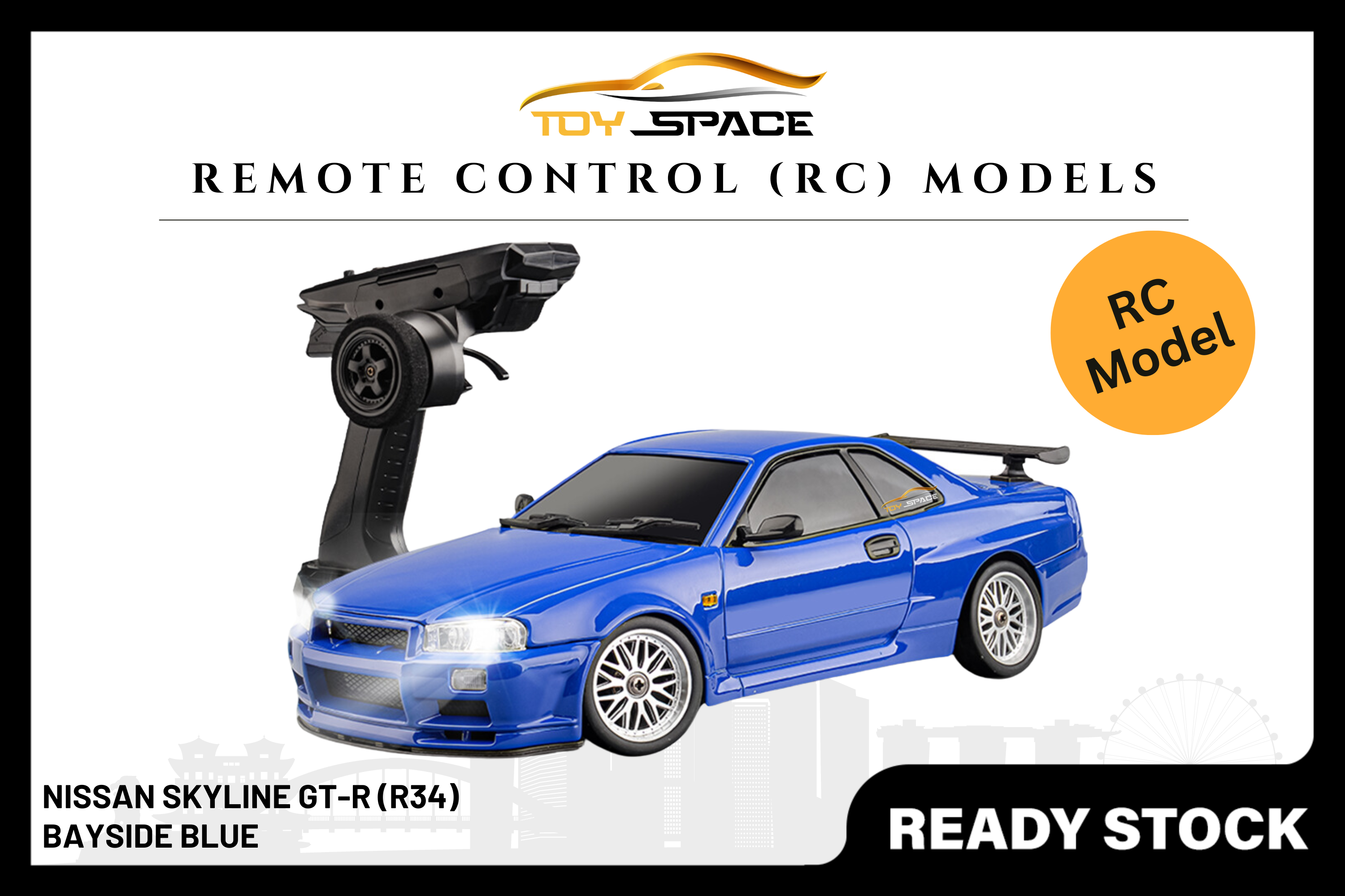 LDRC Remote Controlled Car Nissan Skyline GTR R34 Bayside Blue