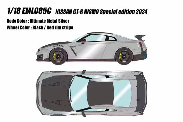 Make Up 1/18 Nissan GT-R Nismo Special Edition 2024 Ultimate Metal Silver [EML085]