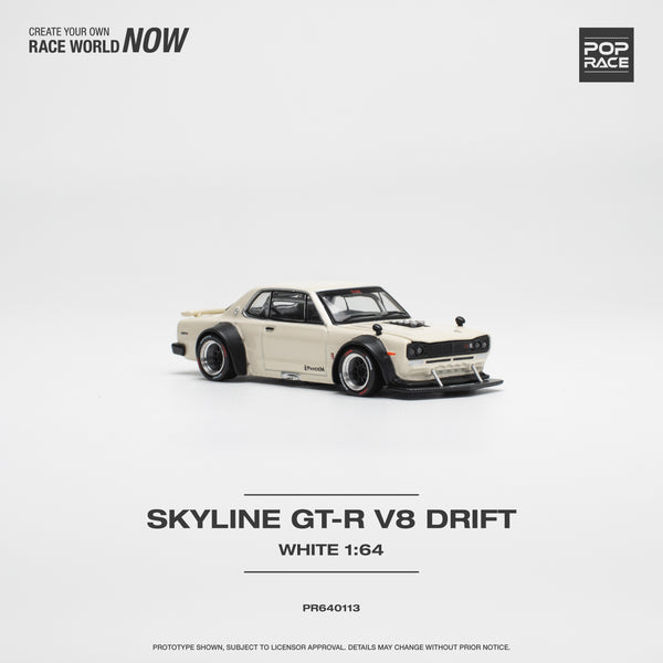 Pop Race 1/64 Skyline GTR V8 Drift White