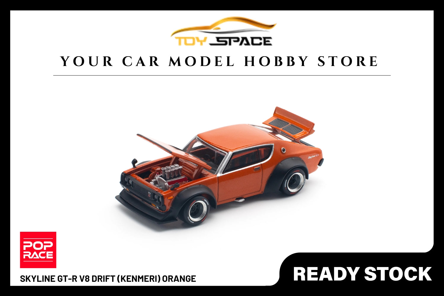 [POP RACE] 1:64 Skyline GT-R V8 Drift (Kenmeri) Orange