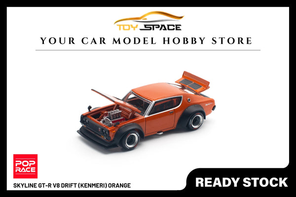 [POP RACE] 1:64 Skyline GT-R V8 Drift (Kenmeri) Orange