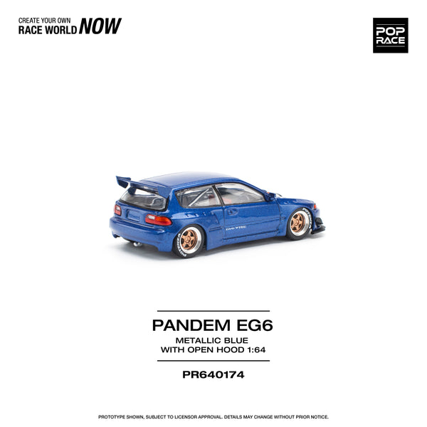 [POP RACE] 1:64 PANDEM Civic EG6 Metallic Red with Open Hood