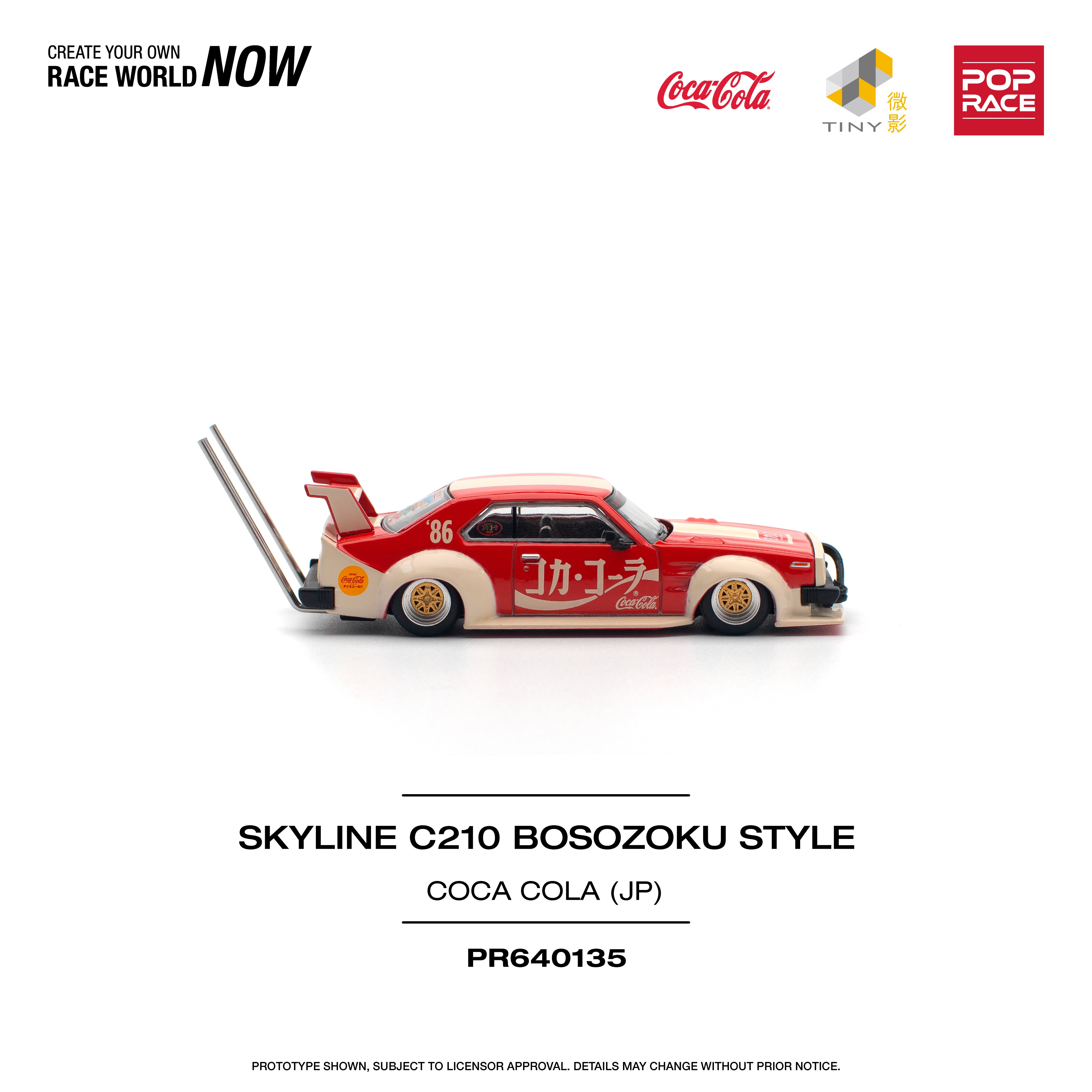 [POP RACE] 1:64 Nissan Skyline C210 Kaido Racer (Bosozoku Style) - Coca Cola JP