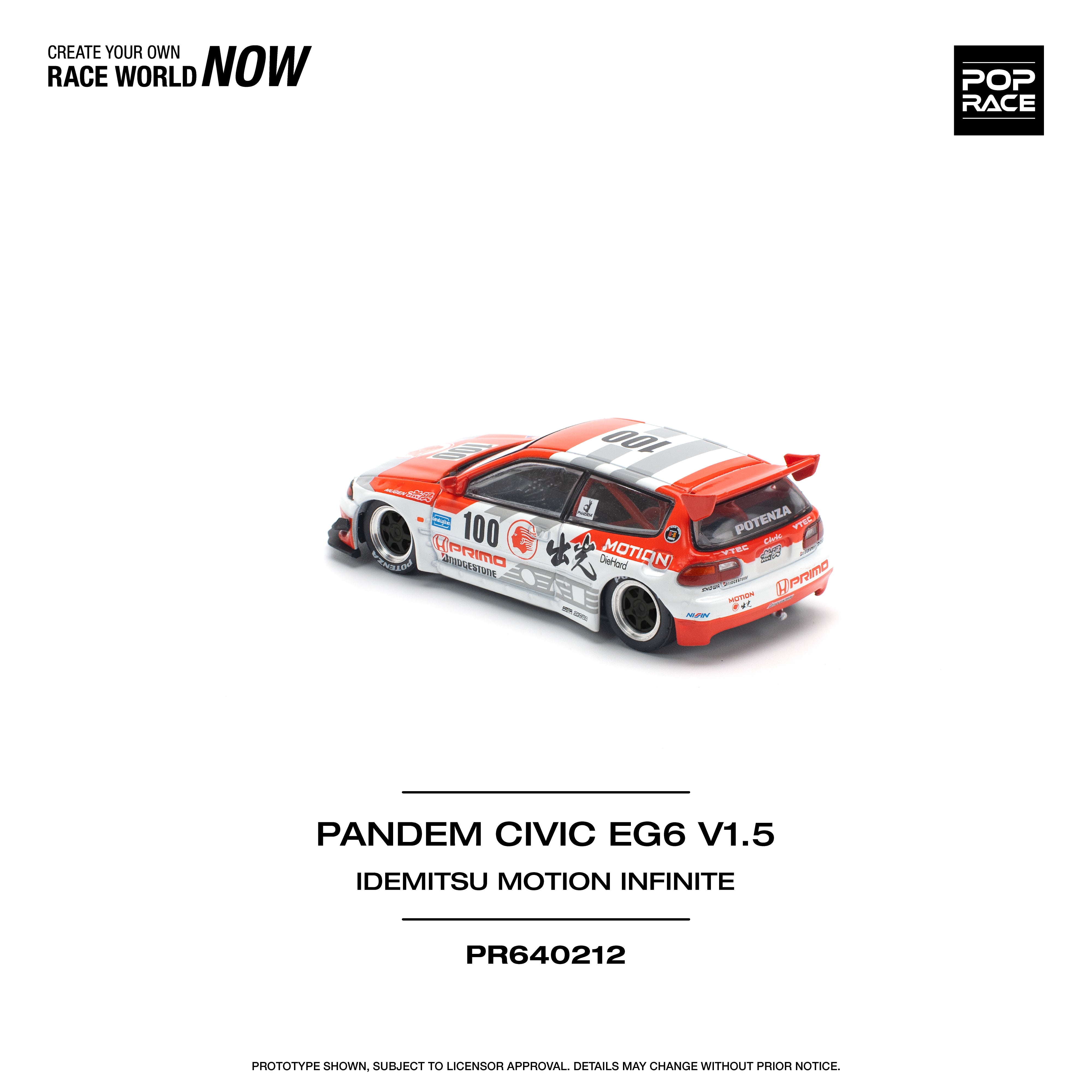 [POP RACE] 1:64 Pandem Civic EG6 V1.5 Idemitsu Motion Infinite