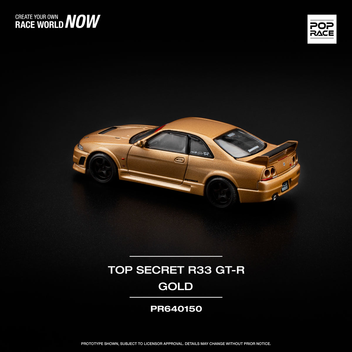 [POP RACE] 1:64 Top Secret GT-R R33 Gold - Toy Space Diecast Online Store Singapore
