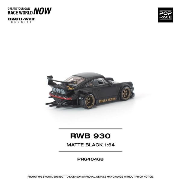 [POP RACE] 1:64 RWB 930 Matte Black "STELLA ARTOIS" - Toy Space Diecast Online Store Singapore