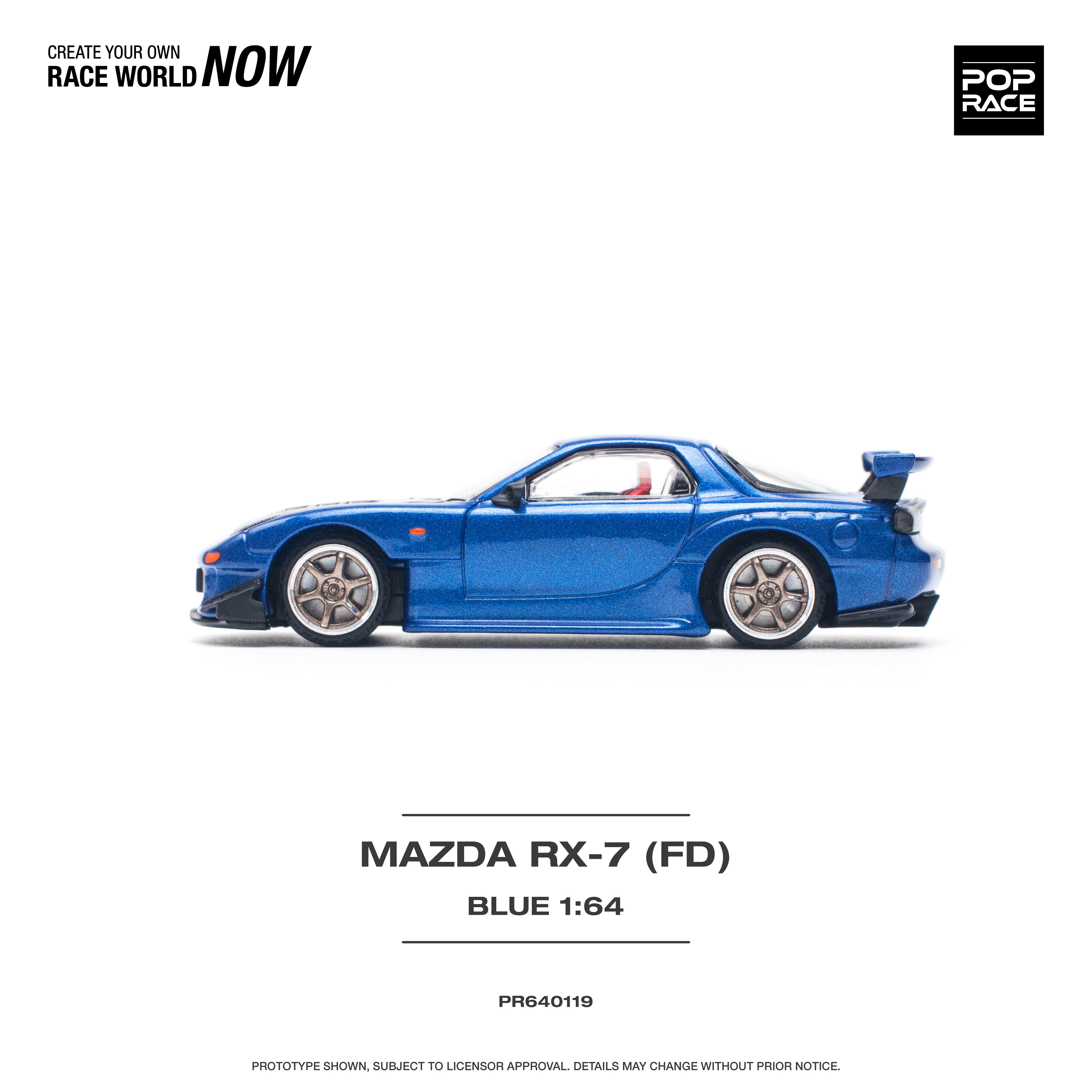 Pop Race 1/64 Mazda RX-7 (FD3S) RE-AMEMIYA Widebody Metallic Blue