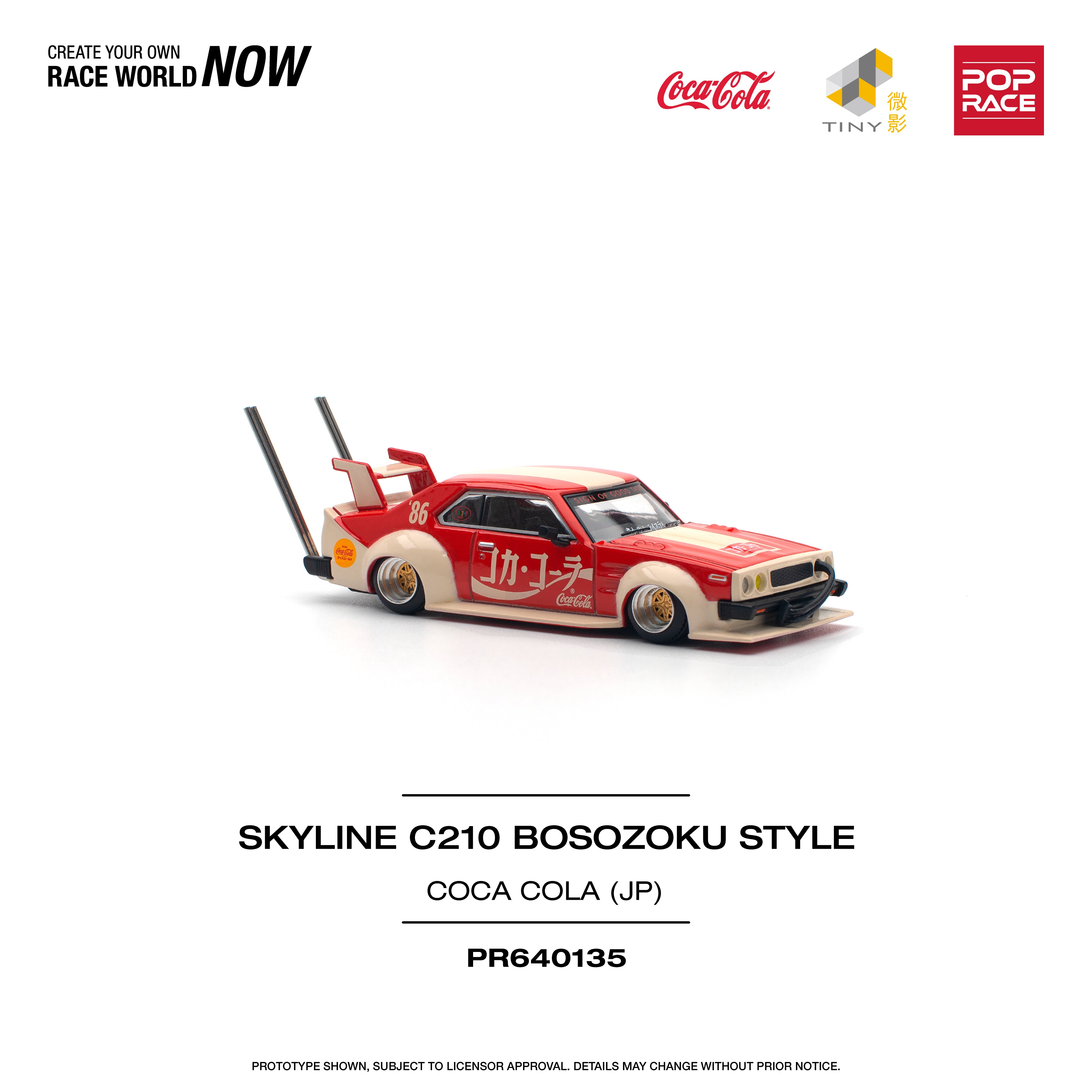 [POP RACE] 1:64 Nissan Skyline C210 Kaido Racer (Bosozoku Style) - Coca Cola JP