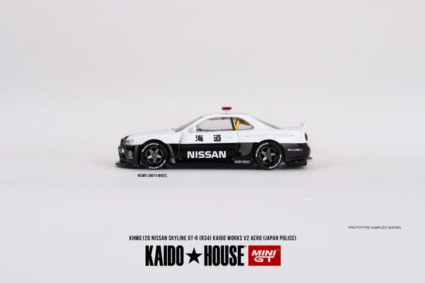 Mini GT Nissan Skyline GT-R R34 Kaido Works (V2 Aero) Police