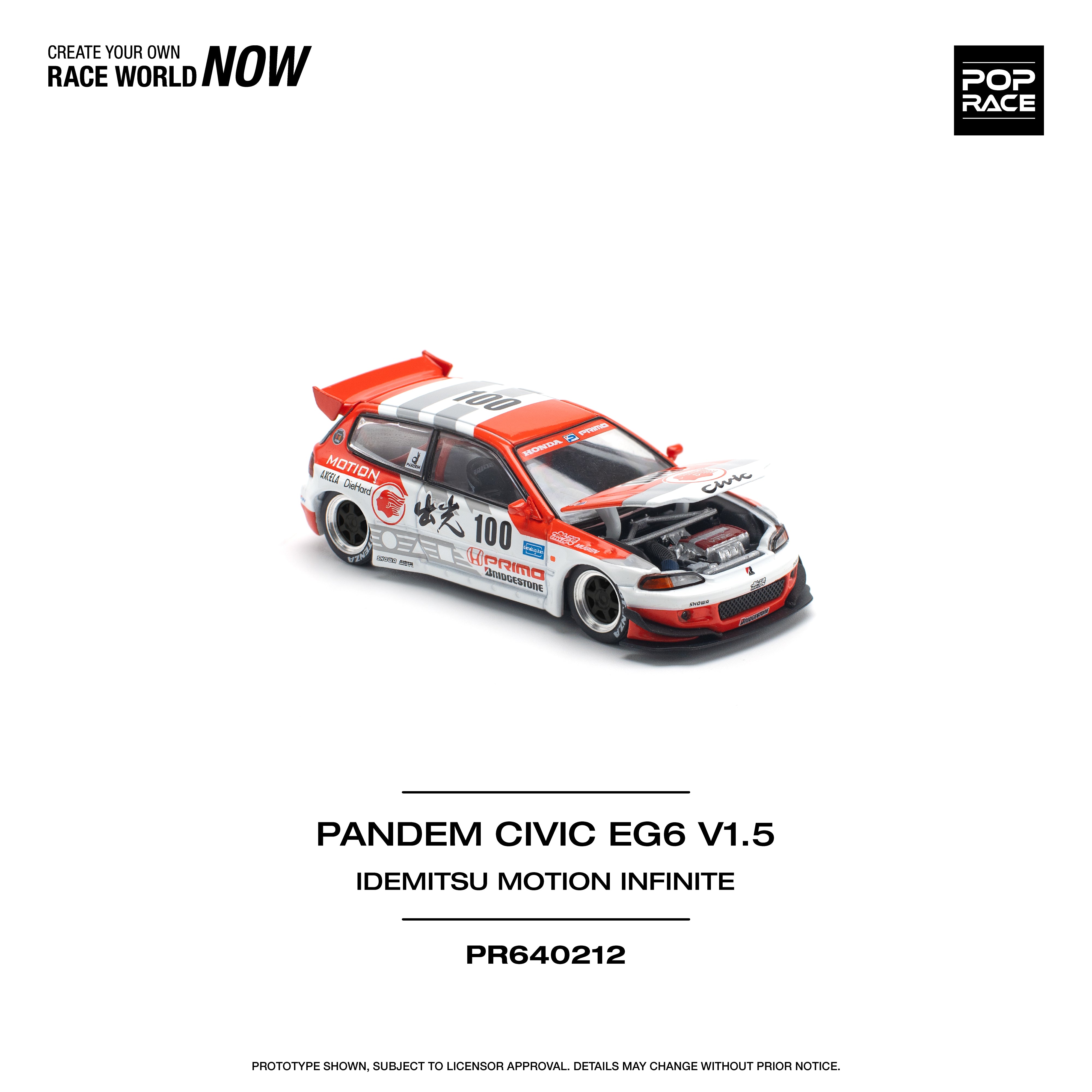 [POP RACE] 1:64 Pandem Civic EG6 V1.5 Idemitsu Motion Infinite