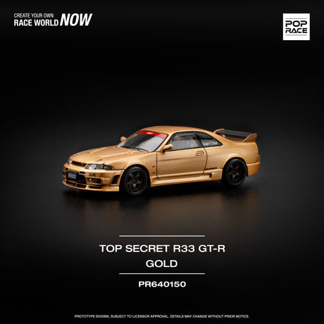 [POP RACE] 1:64 Top Secret GT-R R33 Gold - Toy Space Diecast Online Store Singapore