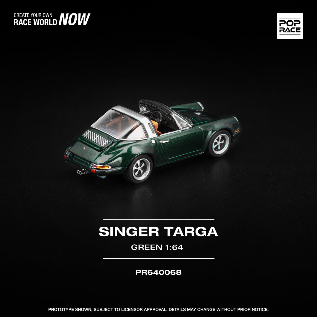 [POP RACE] 1:64 Singer Targa Green - Toy Space Diecast Online Store Singapore