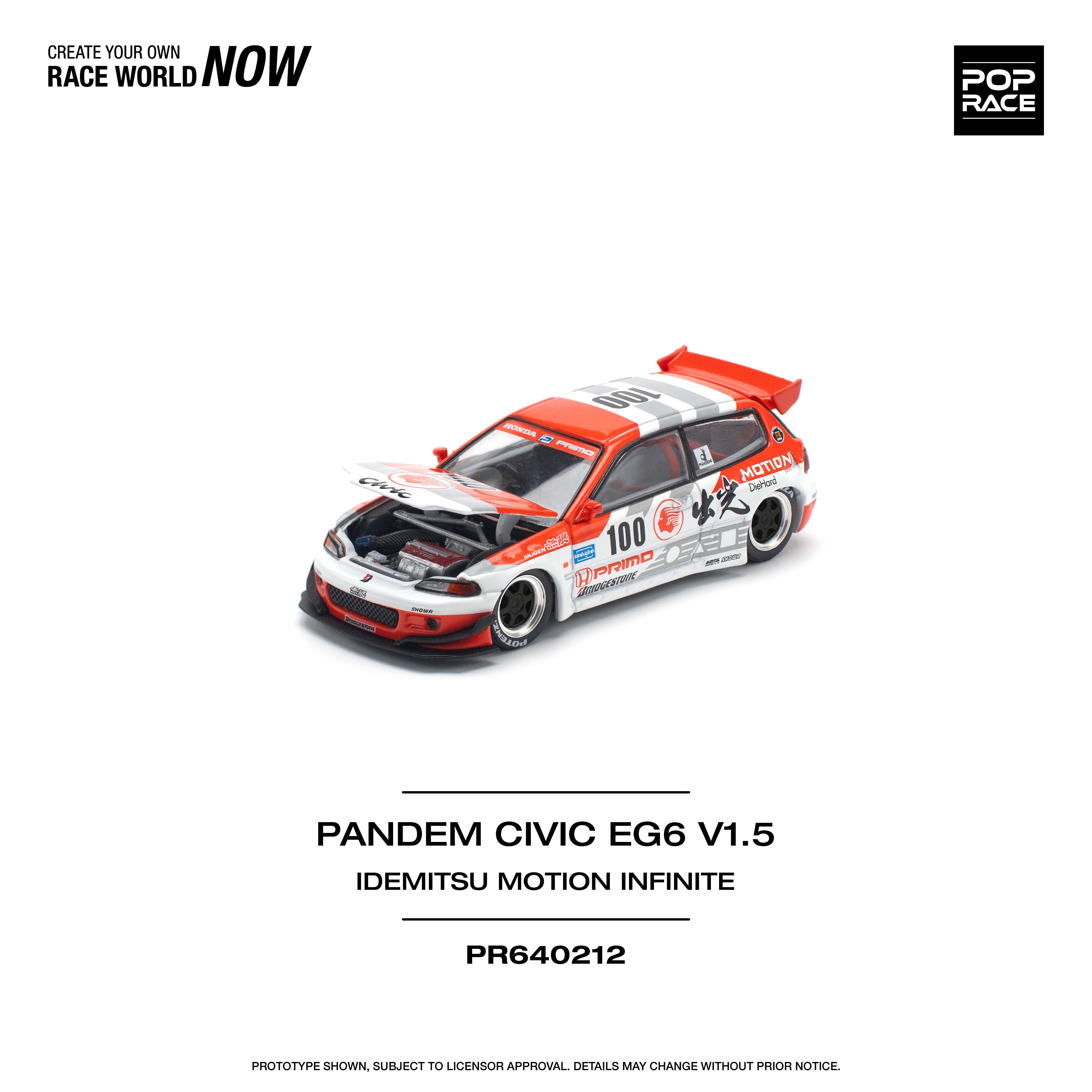 [POP RACE] 1:64 Pandem Civic EG6 V1.5 Idemitsu Motion Infinite