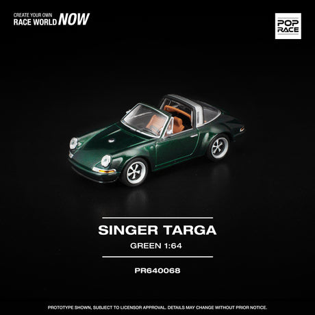 [POP RACE] 1:64 Singer Targa Green - Toy Space Diecast Online Store Singapore
