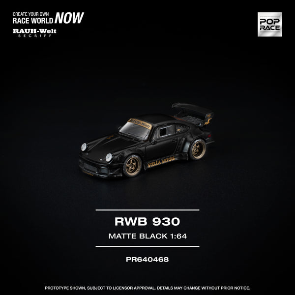 [POP RACE] 1:64 RWB 930 Matte Black "STELLA ARTOIS" - Toy Space Diecast Online Store Singapore