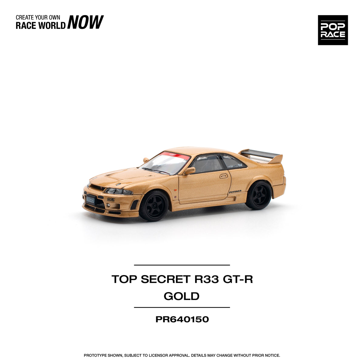 [POP RACE] 1:64 Top Secret GT-R R33 Gold - Toy Space Diecast Online Store Singapore