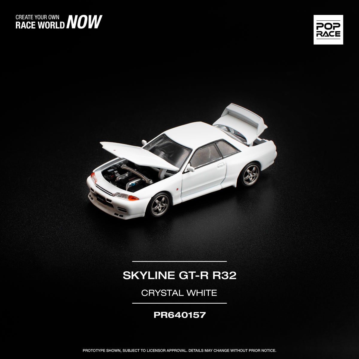 [POP RACE] 1:64 Nissan Skyline GT-R R32 - Crystal White - Toy Space Diecast Online Store Singapore