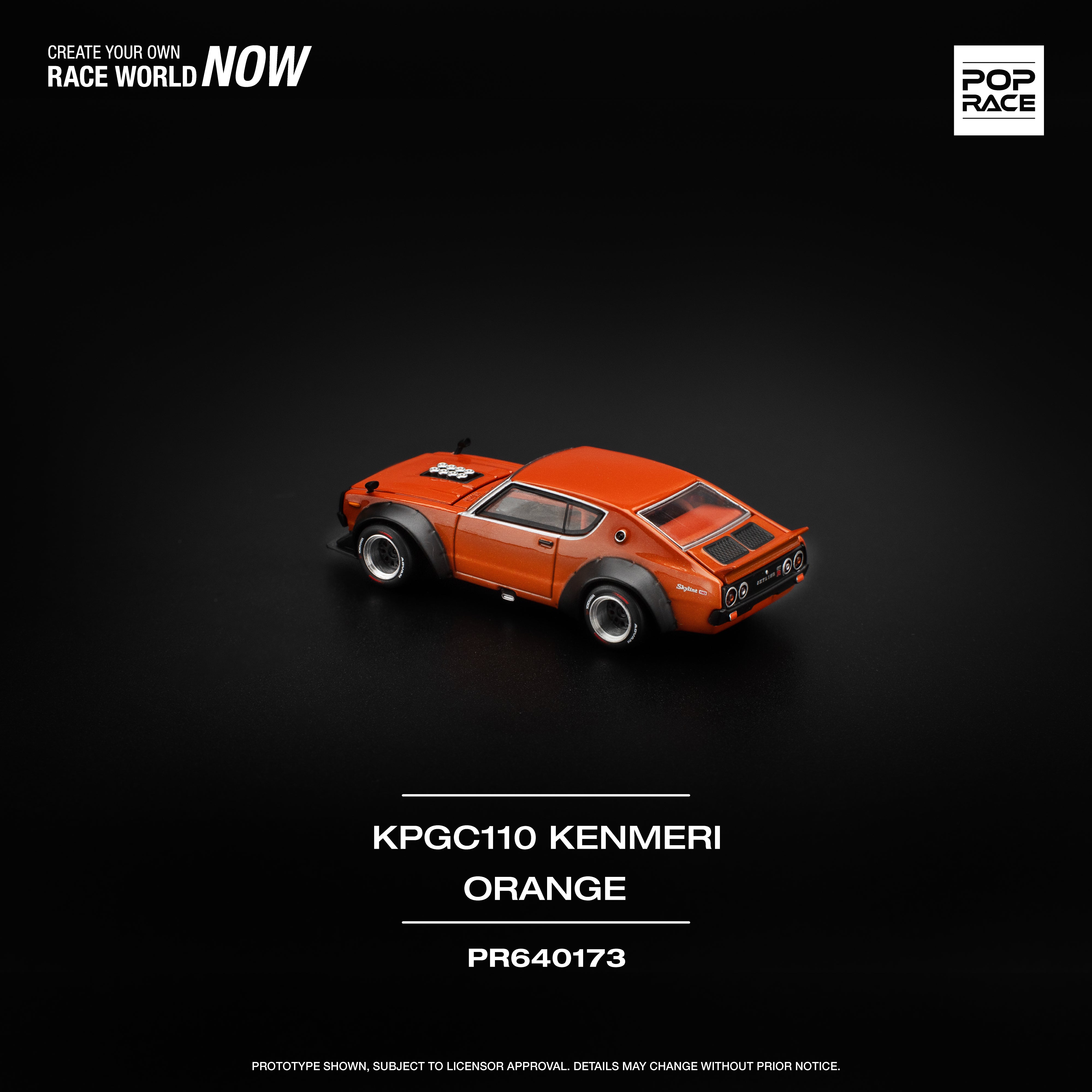 [POP RACE] 1:64 Skyline GT-R V8 Drift (Kenmeri) Orange