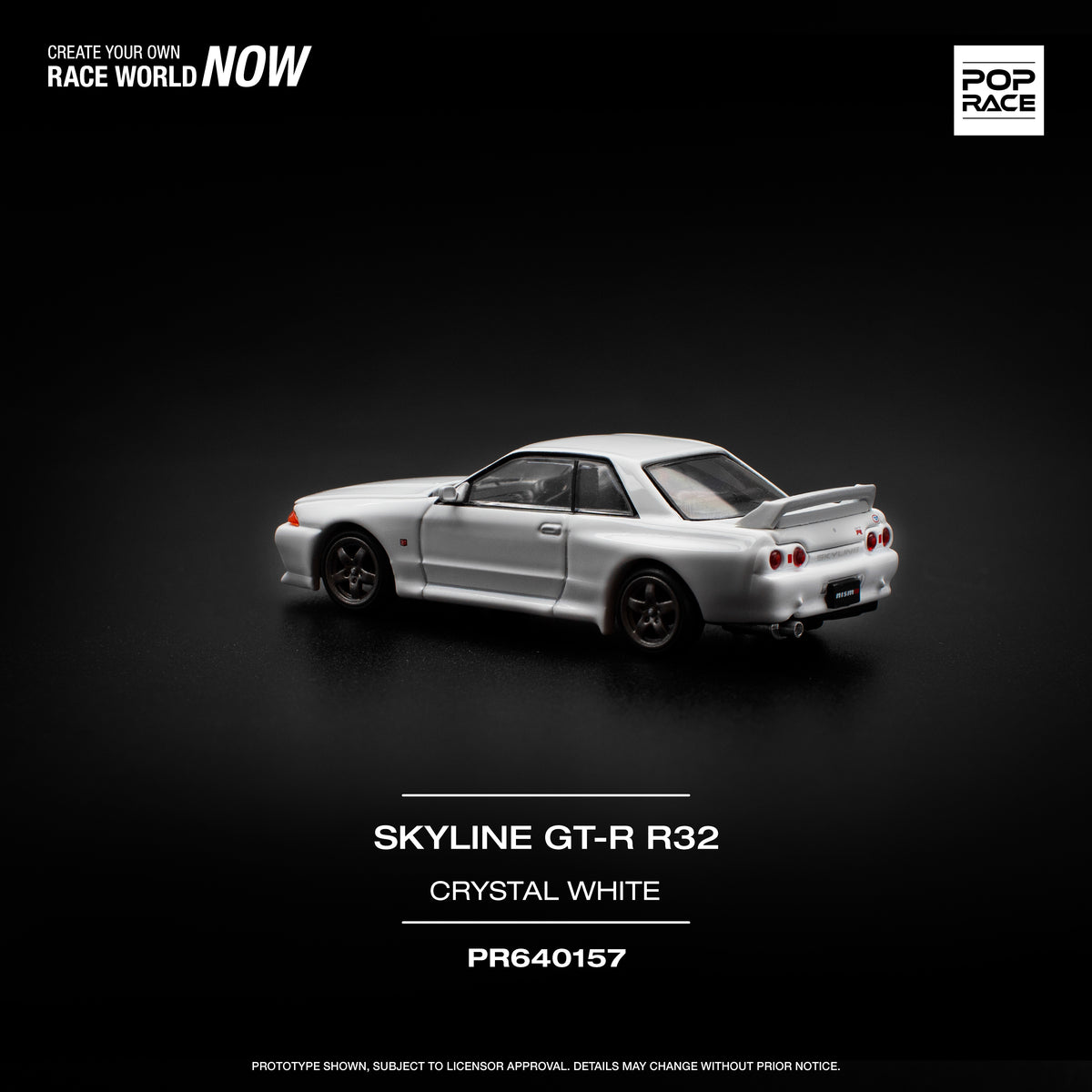[POP RACE] 1:64 Nissan Skyline GT-R R32 - Crystal White - Toy Space Diecast Online Store Singapore