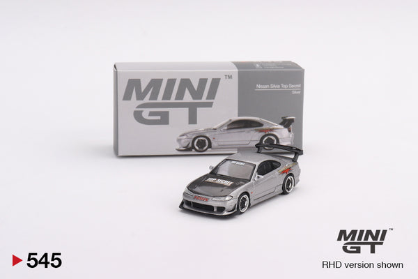 Mini GT Nissan Silvia Top Secret (S15) Silver (RHD)