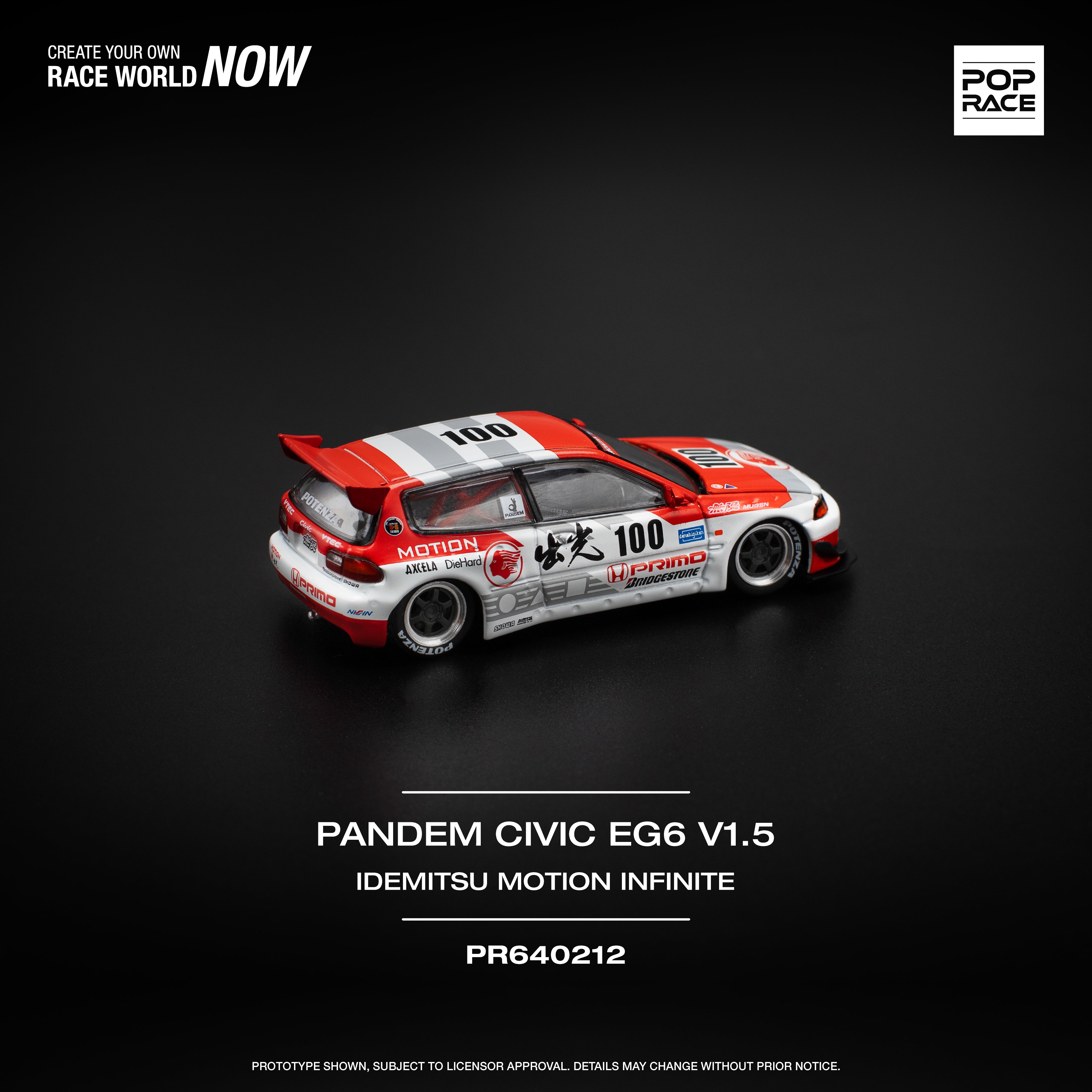 [POP RACE] 1:64 Pandem Civic EG6 V1.5 Idemitsu Motion Infinite