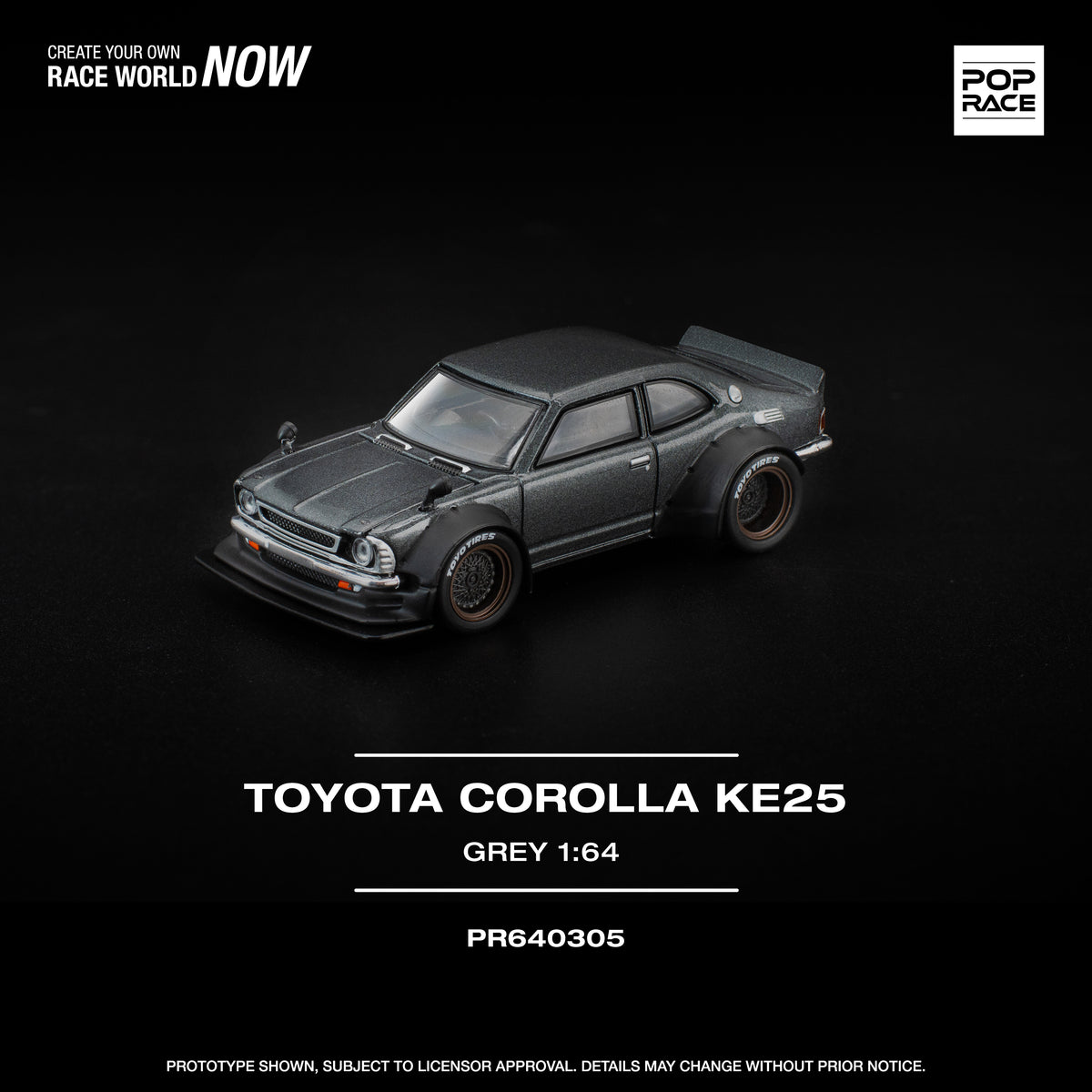 [POP RACE] 1:64 Toyota Corolla KE 25 Matte Grey