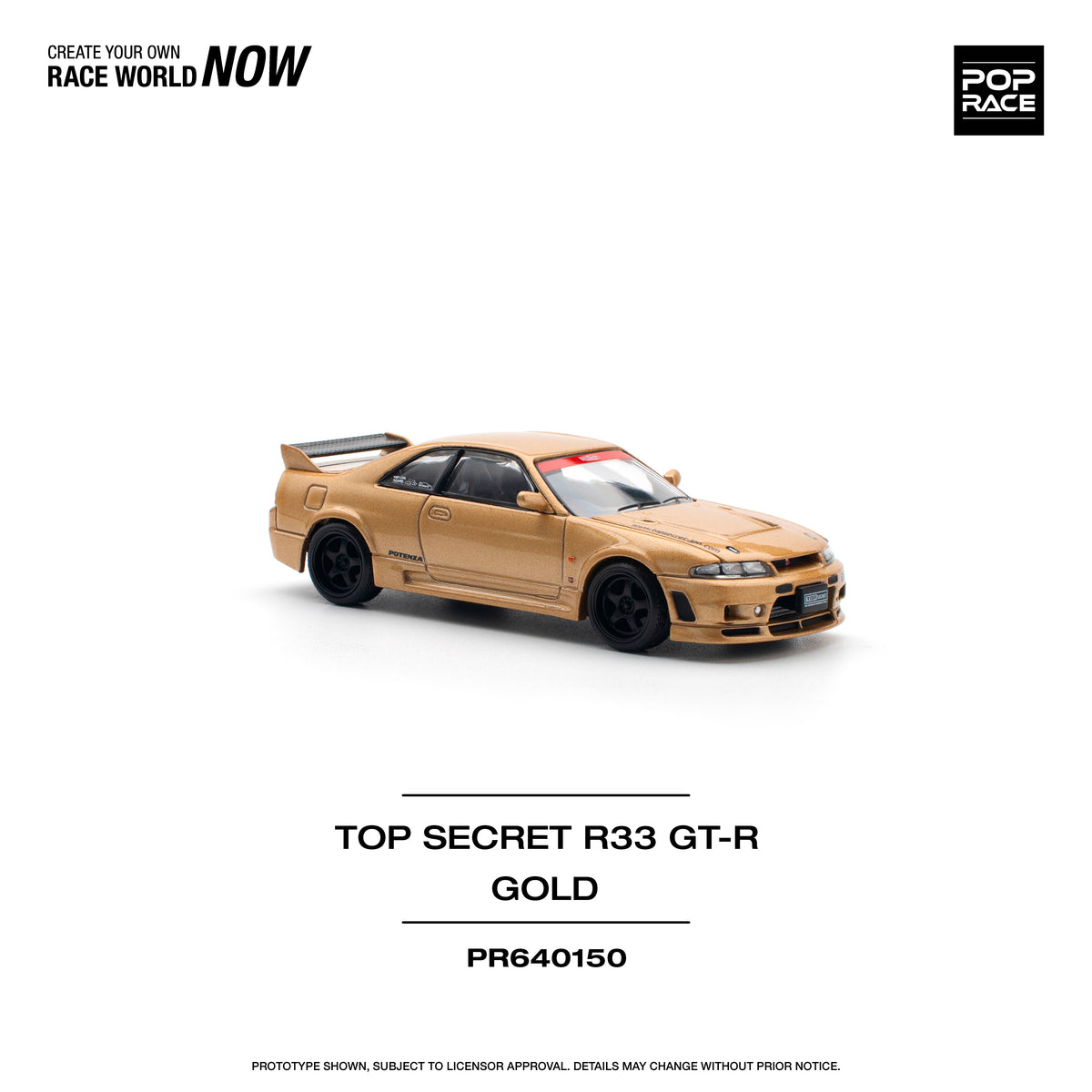 [POP RACE] 1:64 Top Secret GT-R R33 Gold - Toy Space Diecast Online Store Singapore
