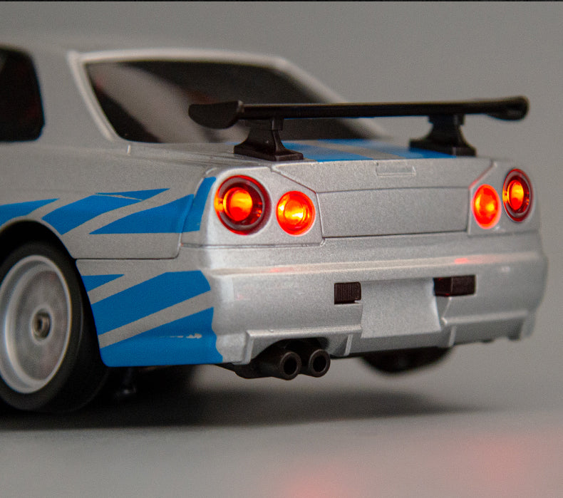 [LDRC] Remote-Controlled Car - Nissan Skyline GTR (R34) Silver/Blue Stripe