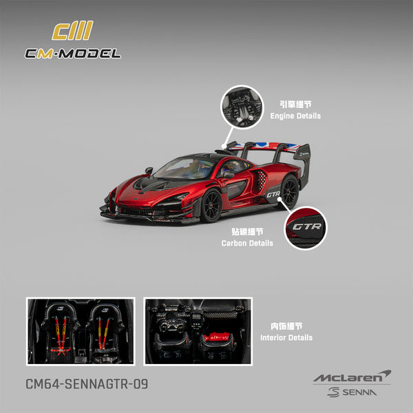 [CM MODEL] 1:64 Mclaren Senna GTR Metallic Red