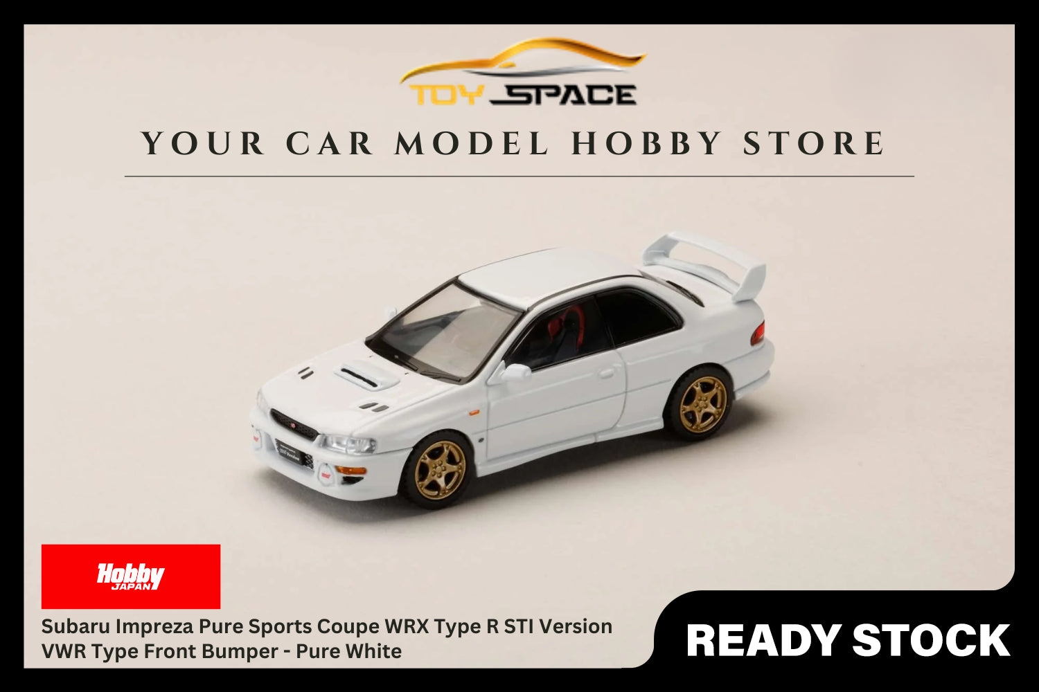 [HOBBY JAPAN] 1:64 Subaru Impreza Pure Sports Coupe WRX Type R STI Version VWR Type Front Bumper - Pure White