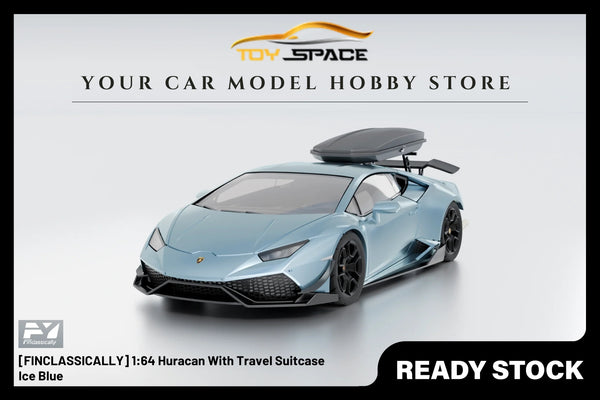 [FINCLASSICALLY] 1:64 Huracan With Travel Suitcase Ice Blue