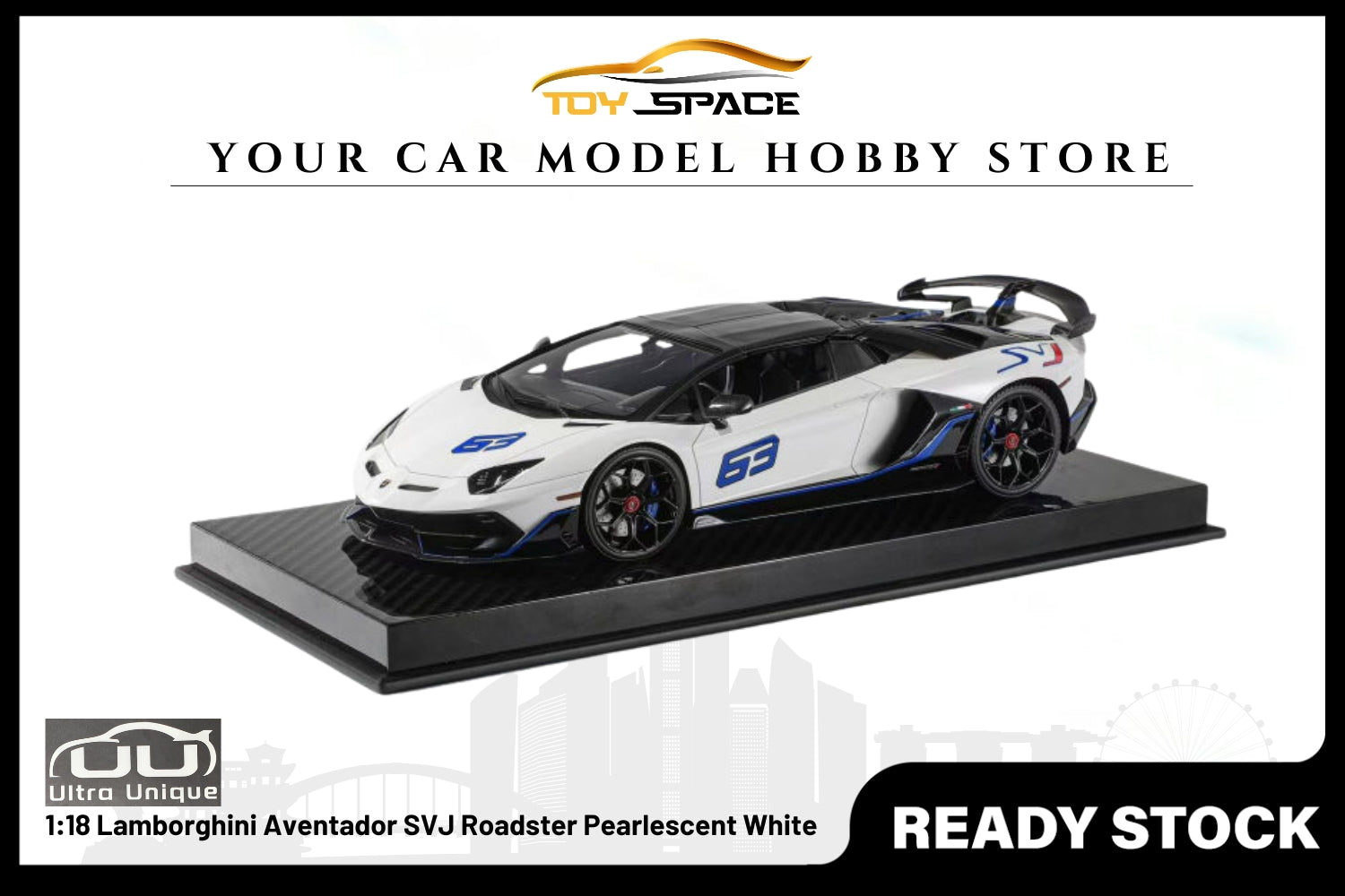 [ULTRA UNIQUE] 1:18 Lamborghini Aventador SVJ Roadster Pearlescent White