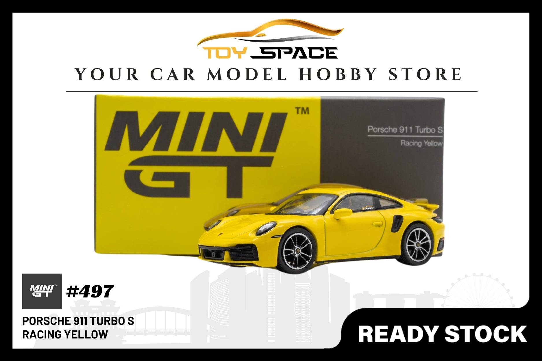 Mini GT Porsche 911 Turbo S Racing Yellow (RHD)