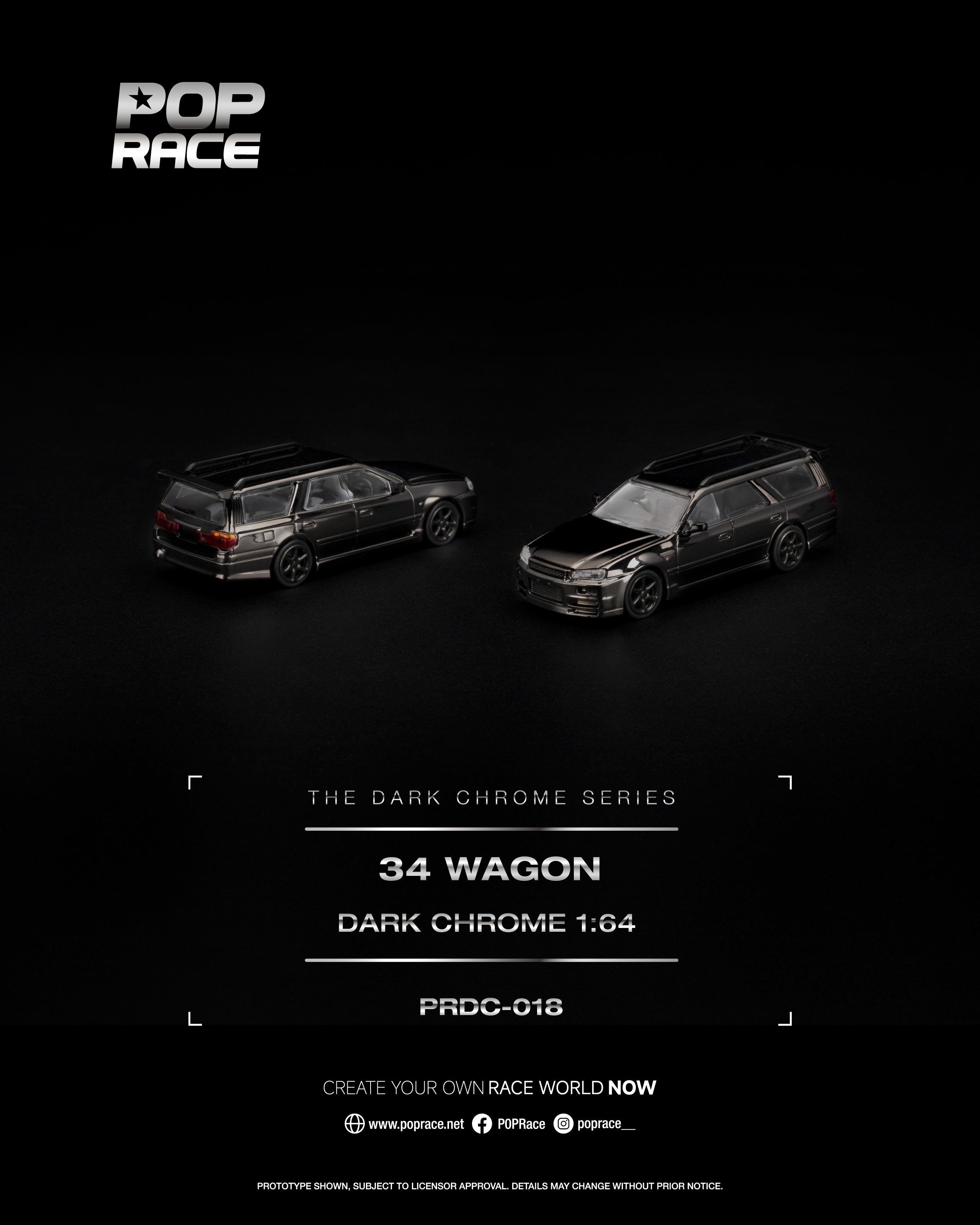 [POP RACE] 1:64 R34 Wagon Dark Chrome