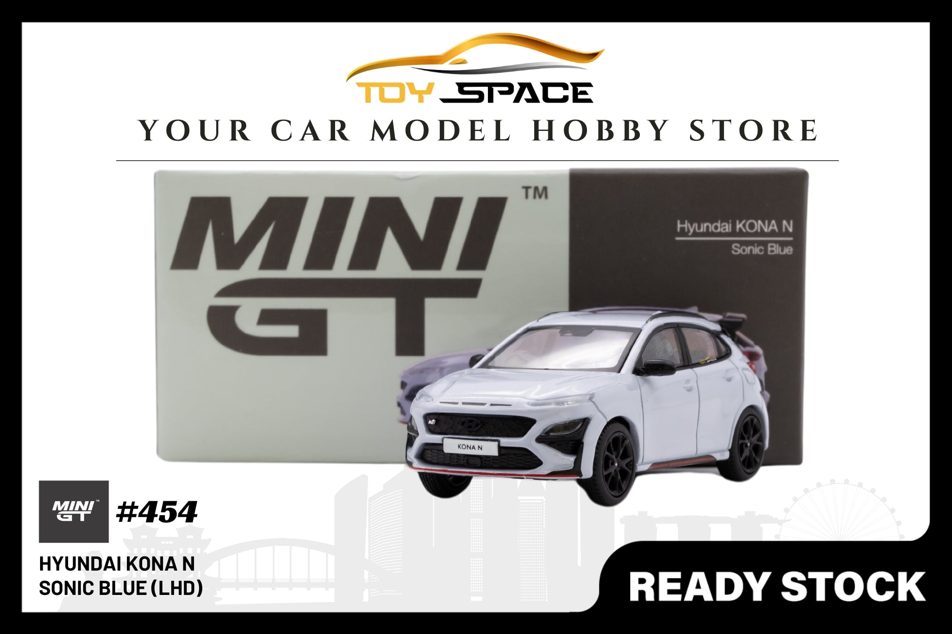 Mini GT Hyundai Kona N Sonic Blue (LHD) - Toy Space Diecast Online Store Singapore