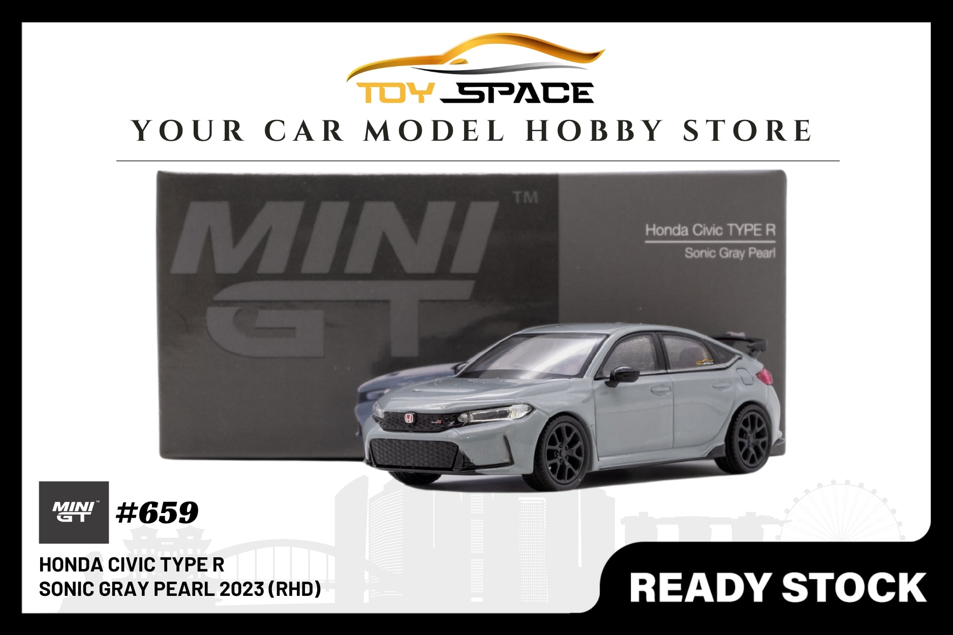 Mini GT Honda Civic Type R Sonic Gray Pearl 2023 (RHD)