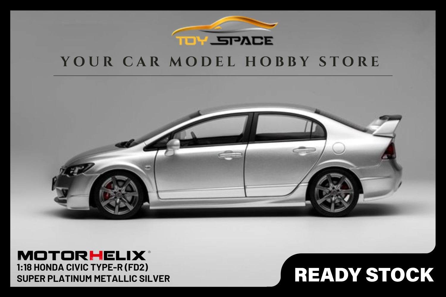 [MOTORHELIX] 1:18 Honda Civic Type R (FD2) Super Platinum Metallic Silver