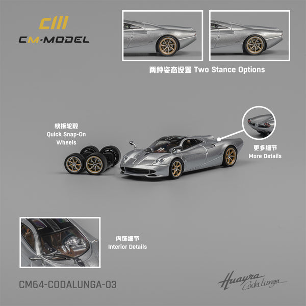 [CM MODEL] 1:64 Pagani Codalunga Metallic Silver