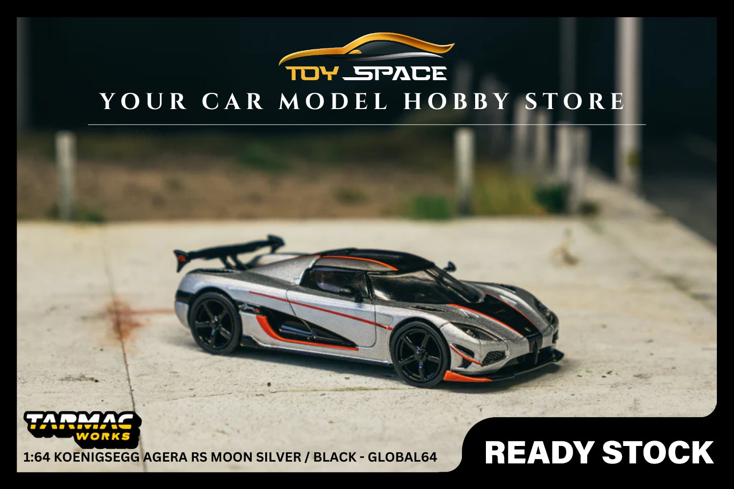 [TARMAC WORKS] 1:64 Koenigsegg Agera RS Moon Silver / Black - GLOBAL64