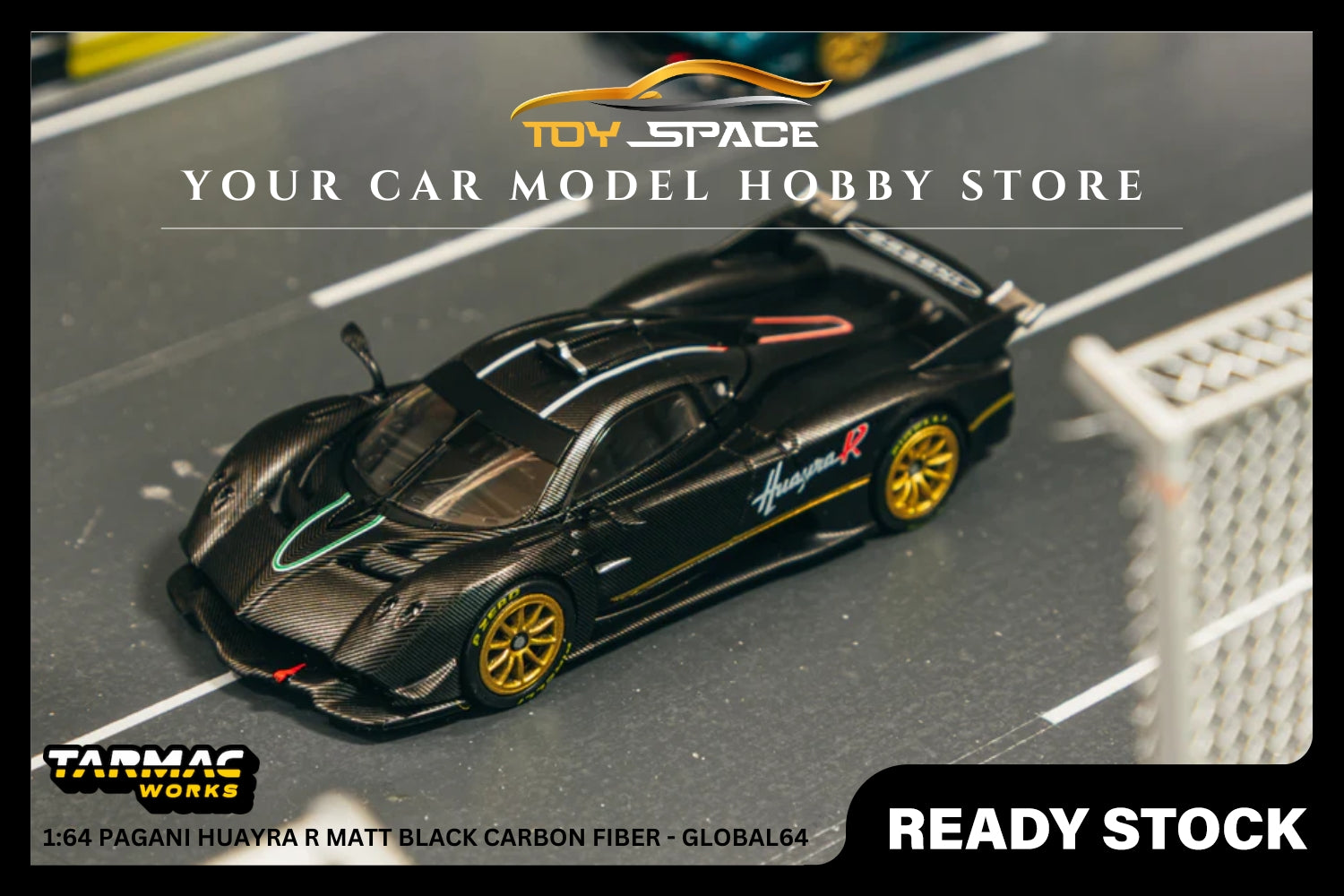[TARMAC WORKS] 1:64 Pagani Huayra R Matt Black Carbon Fiber