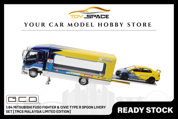[GCD] 1:64 Mitsubishi Fuso Fighter & Civic Type R Spoon Livery Set [TMCS Malaysia Limited Edition]