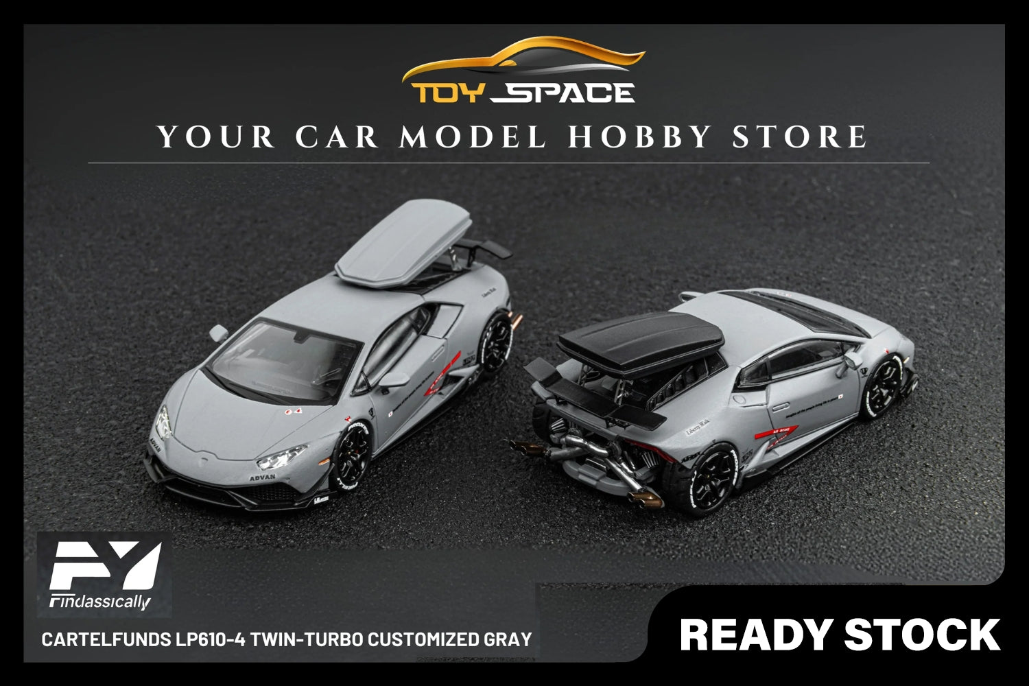 [FINCLASSICALLY] 1:64 Cartelfunds LP610-4 Twin-Turbo Customized Gray [HEC 2025 Exclusive]