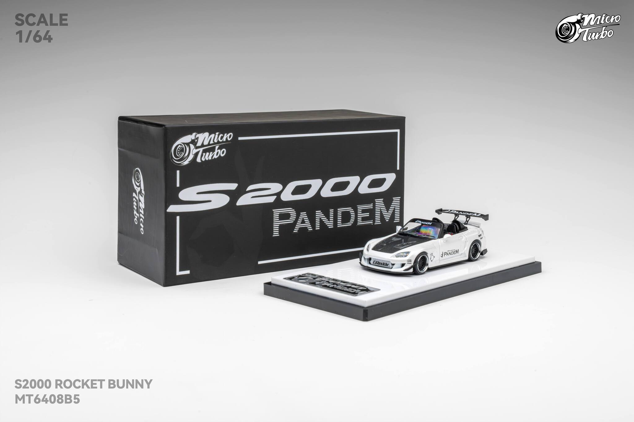 [MICRO TURBO] 1:64 S2000 Rocket Bunny Metallic White - Toy Space Diecast Online Store Singapore