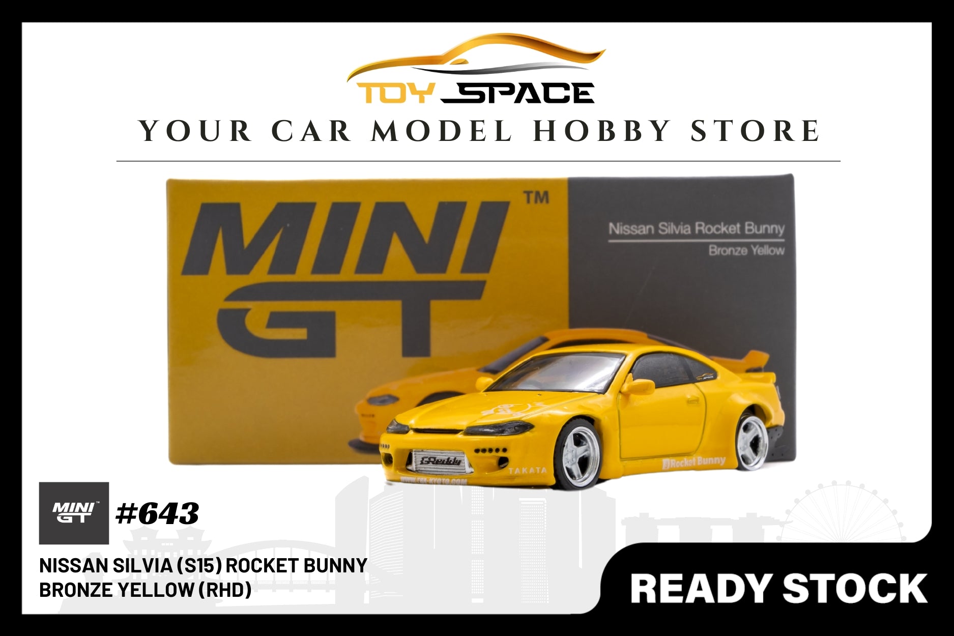 Mini GT Nissan Silvia (S15) Rocket Bunny Bronze Yellow (RHD)