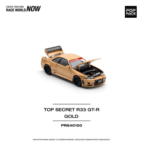 [POP RACE] 1:64 Top Secret GT-R R33 Gold - Toy Space Diecast Online Store Singapore