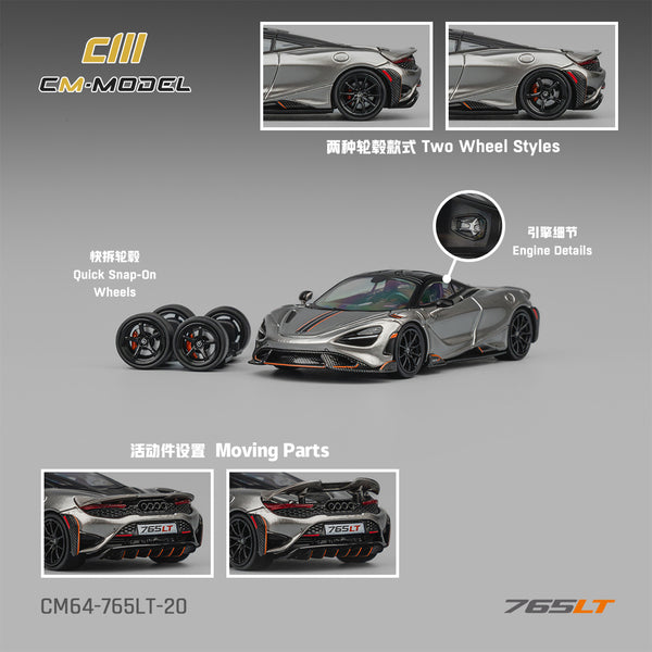 [CM MODEL] 1:64 Mclaren 765LT Silver Gray