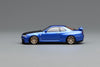 [MOTORHELIX] 1:64 Nissan Skyline GT-R (R34) V-Spec II Customized Bayside Blue Carbon Bonnet