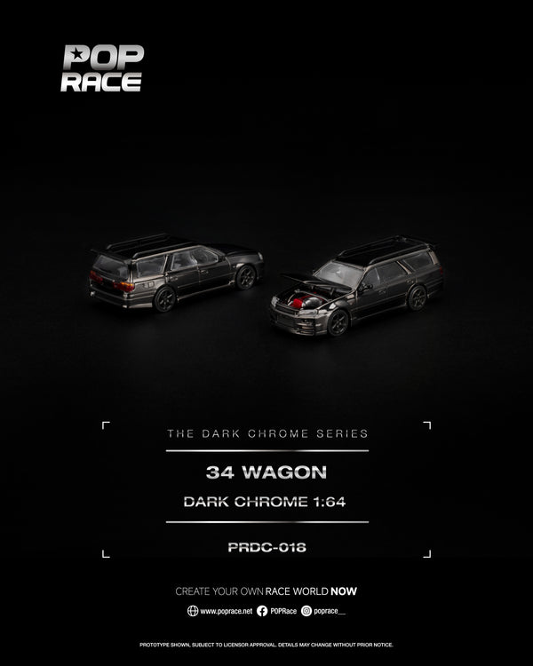 [POP RACE] 1:64 R34 Wagon Dark Chrome