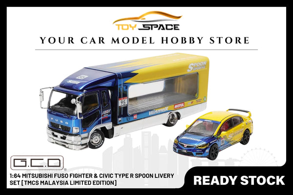 [GCD] 1:64 Mitsubishi Fuso Fighter & Civic Type R Spoon Livery Set [TMCS Malaysia Limited Edition]