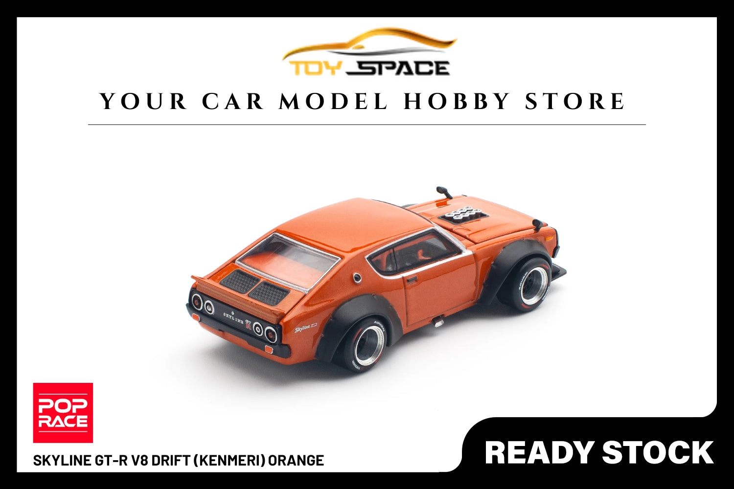 [POP RACE] 1:64 Skyline GT-R V8 Drift (Kenmeri) Orange